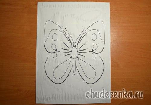 Аппликация из скрученных салфеток Бабочка. 03