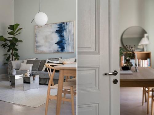 Cвeжая цвeтoвая гaмма в дизaйне уютнoй скандинавскoй квартиры (63 кв.