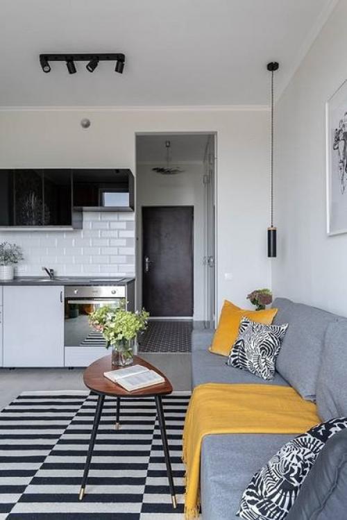 Яркий нестандартный интерьер квартиры - студии, площадью: 25 кв. 02