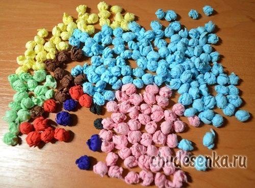 Аппликация из скрученных салфеток Бабочка. 05