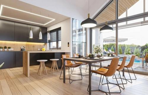 Эскизный проект современного дома с камином и просторной гостиной. 05 Эскизный проект современного дома с камином и просторной гостиной. 05