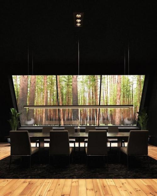 Стильный домик.  Даже ель умудрились вписать в крышу. 03