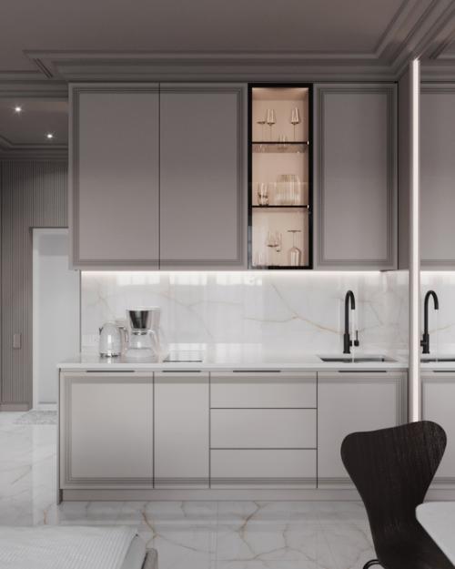 Монохромный проект квартиры - студии 24, 5 кв. 03