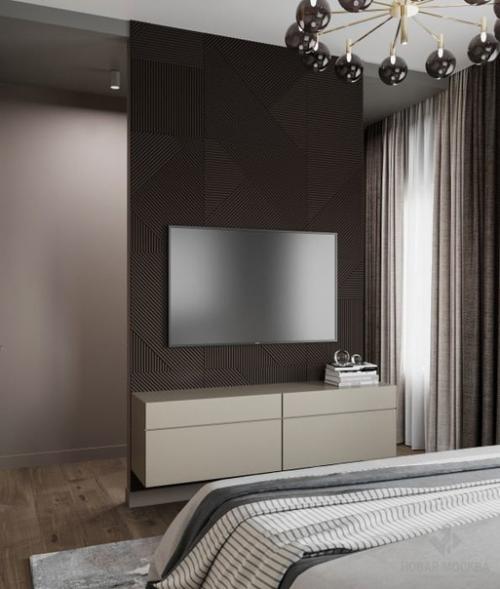 Лаконичный строгий интерьер в теплых природных тонах. 06