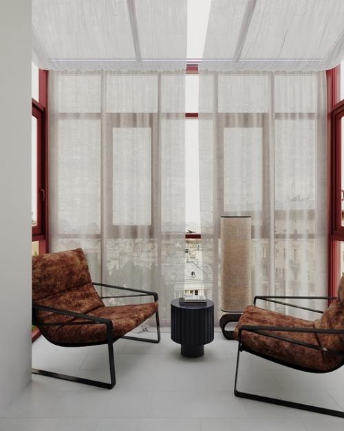 Прихожая и кухня с панорамным балконом в проекте. 05