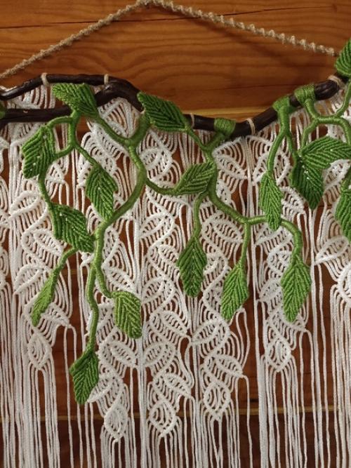 Панно макраме листья. 01