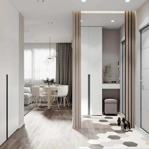 Интерьер квартиры, оформленный в современных трендах и цветах. 02