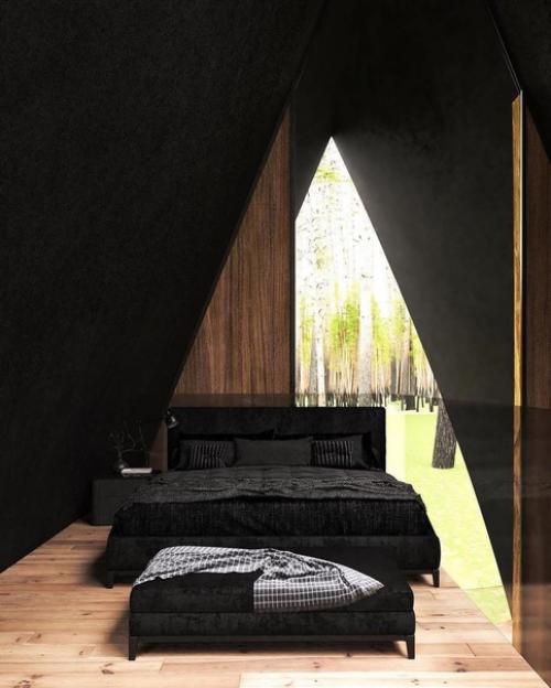 Стильный домик.  Даже ель умудрились вписать в крышу. 04