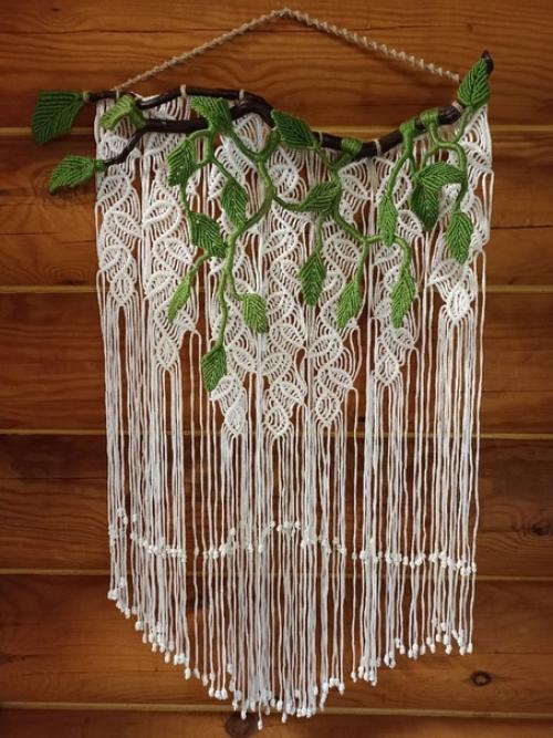 Панно макраме листья. 04