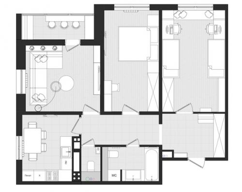 Дизайнер Ольга Иванова рассказала, как оформила трехкомнатную квартиру в квартале Forrest. 09