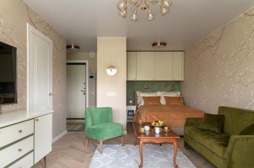 Спокойный, уютный интерьер однокомнатной квартиры площадью 38 кв. 01