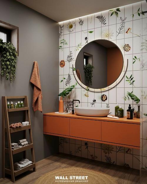 Согласитесь, оформление обоями жилых комнат - это одно, а ванной комнаты - совсем другое. 03