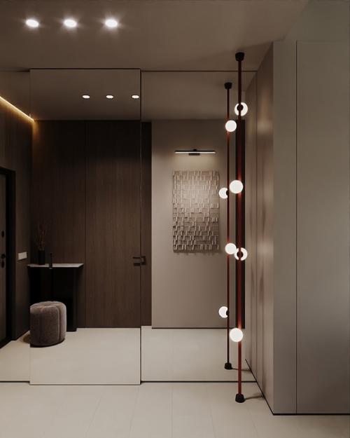 Прихожая и кухня с панорамным балконом в проекте. 01