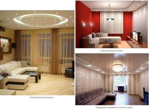 Правила размещения светильников на потолке. 03