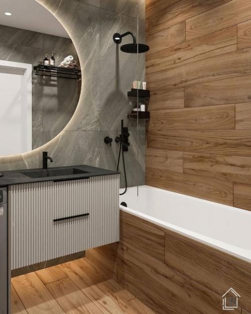 Дерево все чаще дизайнерами в интерьерах ванных комнат используется. 02