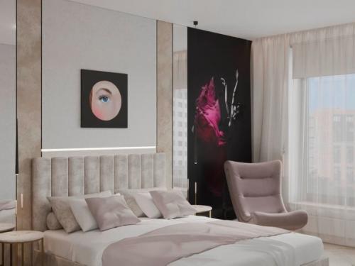 Светлая спальня в современном стиле для девушки из Санкт-петербурга. 03