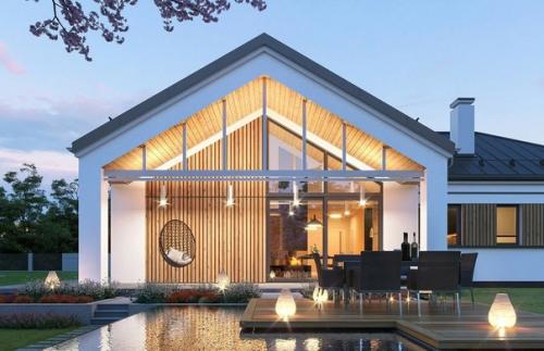 Эскизный проект современного дома с камином и просторной гостиной. 01 Эскизный проект современного дома с камином и просторной гостиной. 01