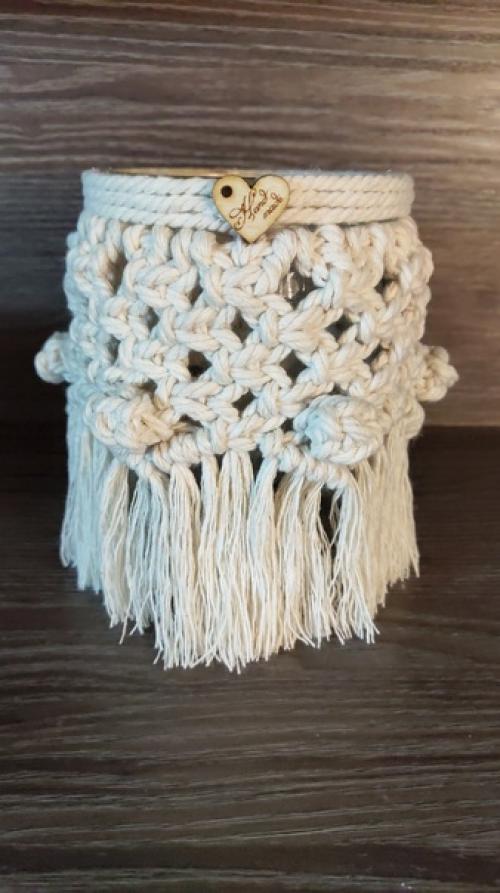 Подсвечник в. Технике плетения макраме, ручная работа, авторский дизайн. 01