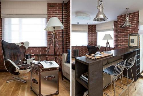 Дизайн однокомнатной квартиры в стиле лофт. 05