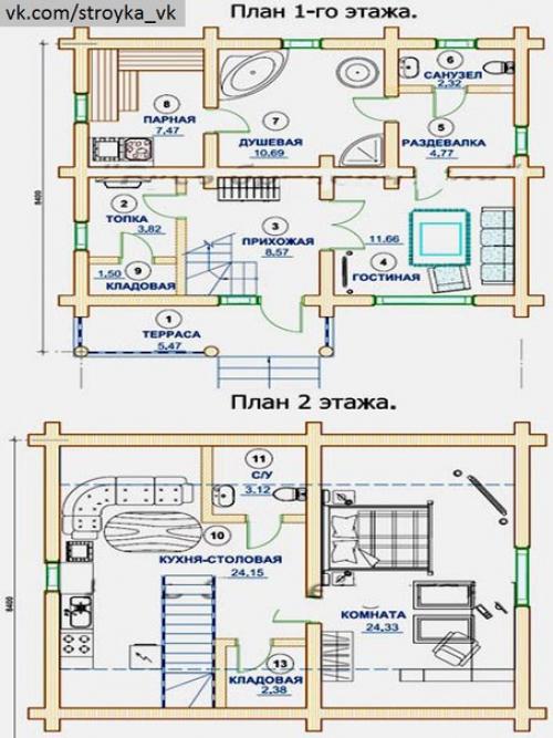 Дом и баня под одной крышей. 06