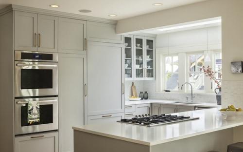 Серый цвет фасадов кухни. 01