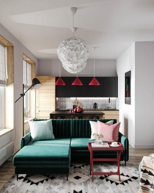 Яркий интерьер квартиры под сдачу. 02