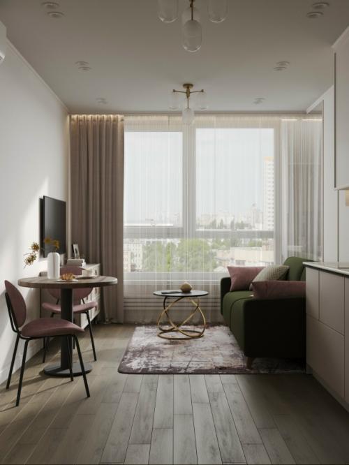 Проект 1-комнатной квартиры 33 м 2 в ЖК лучи в Москве. 05