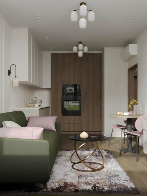 Проект 1-комнатной квартиры 33 м 2 в ЖК лучи в Москве. 02