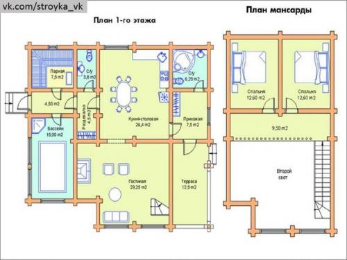 Дом и баня под одной крышей. 07