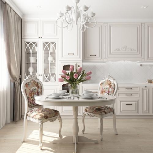 Нежная, воздушная кухня в классике.