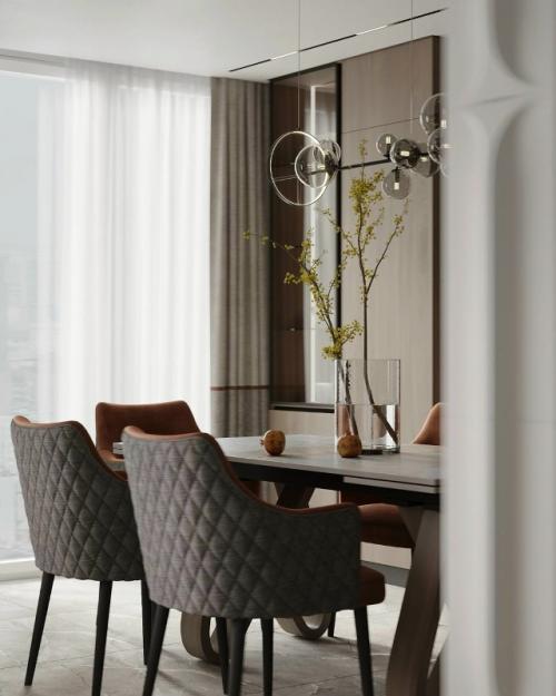 Дизайн кухни - гостиной в базовых серых оттенках. 06