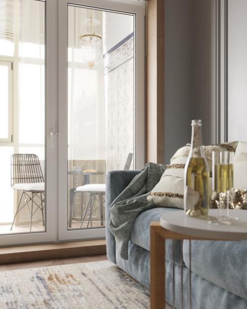 В своём проекте квартиры в ЖК Рассказово небольшой балкон я решила сделать как будто немножко про Италию заказчица много путешествует. 04