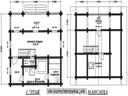 Дом и баня под одной крышей. 05