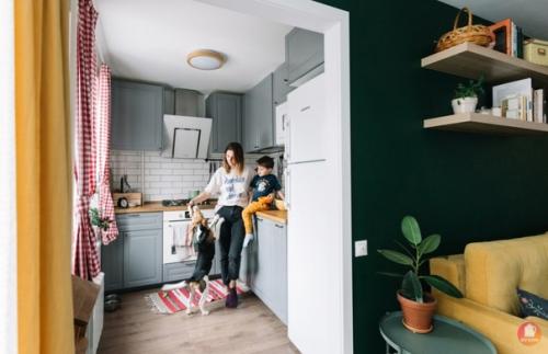 Современный скандинавский стиль в интерьере кухни, объединенной с гостиной. 05