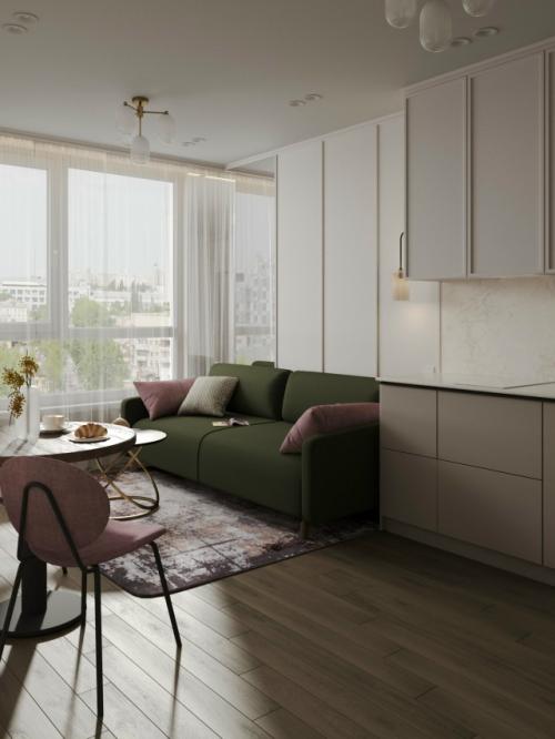 Проект 1-комнатной квартиры 33 м 2 в ЖК лучи в Москве. 04