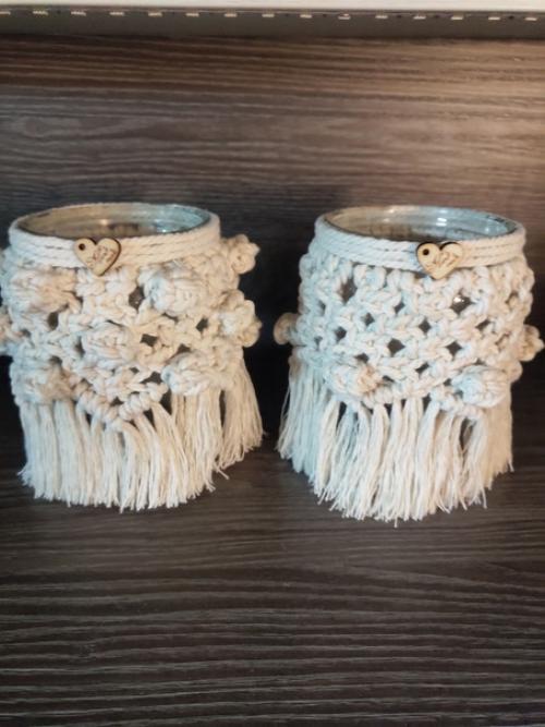 Подсвечник в. Технике плетения макраме, ручная работа, авторский дизайн. 03