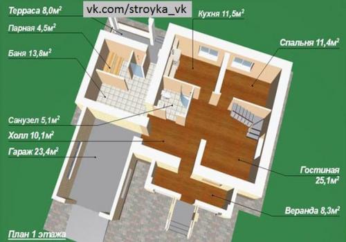 Дом и баня под одной крышей. 04