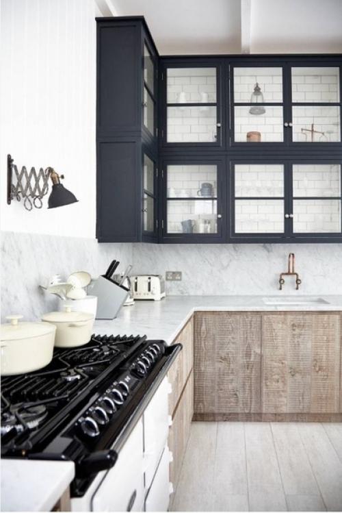 Серый цвет фасадов кухни. 03