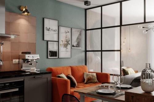 Уютный лофт в интерьере небольшой квартиры - студии площадью всего 30 кв. 03