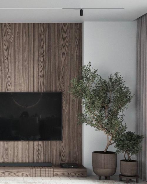 Интерьер гостиной с синим акцентом. 06