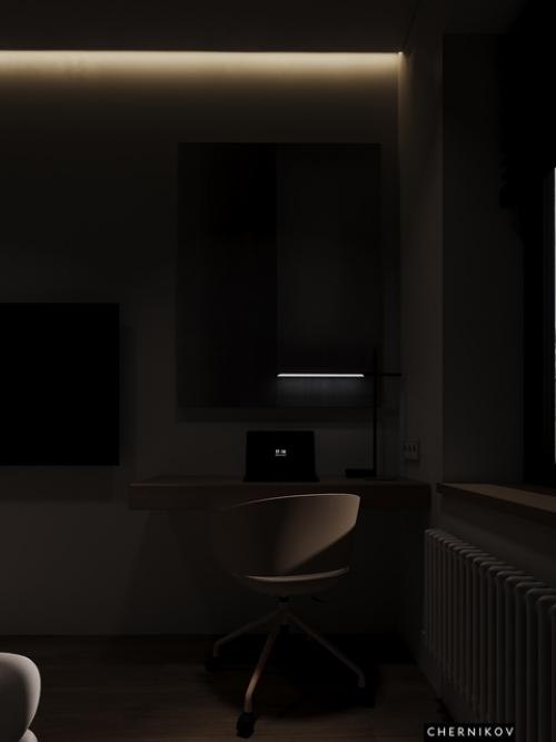 В проекте Ногинск мы отдельную комнату под кабинет предусмотрели. 04