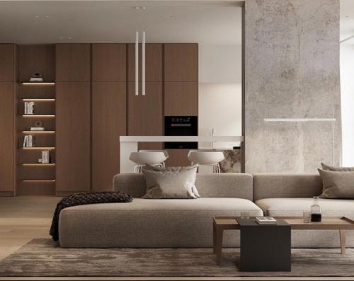 Современный интерьер. В бежевых оттенках. 04