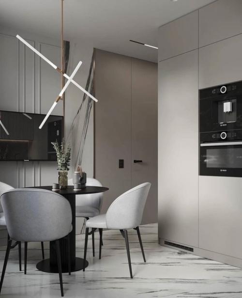 Светлые тона объединяют пространство и создают впечатление завершённости интерьера кухни. 05