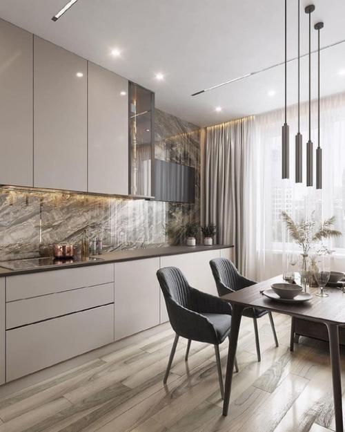 Дизайн кухни, спальни и прихожей в одном стиле. 01