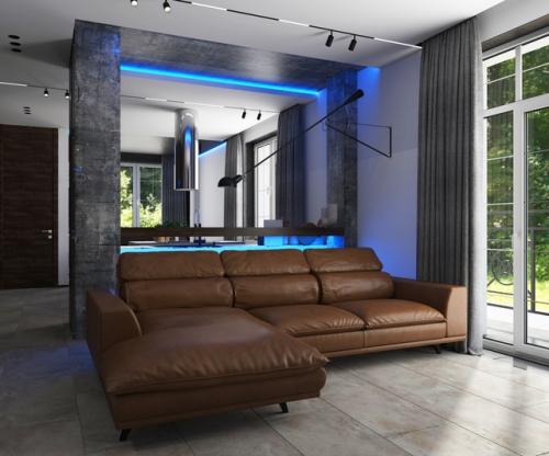 Проект кухни - гостиной в стиле хай - тек. 01