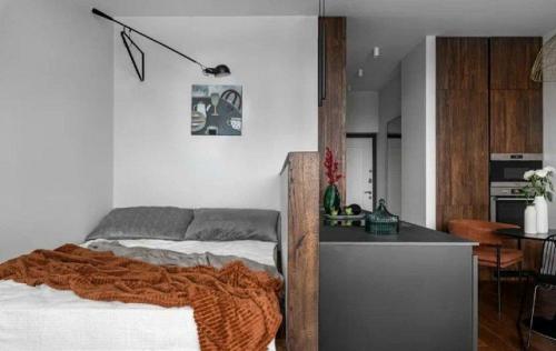 Компактная студия с продуманным зонированием. 05