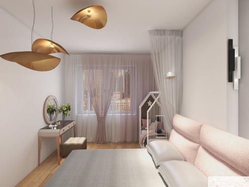 Интерьер спальни для счастливых родителей с малышом. 08