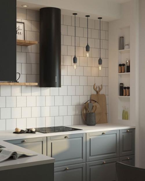 Интерьер кухни с открытыми полками. 02