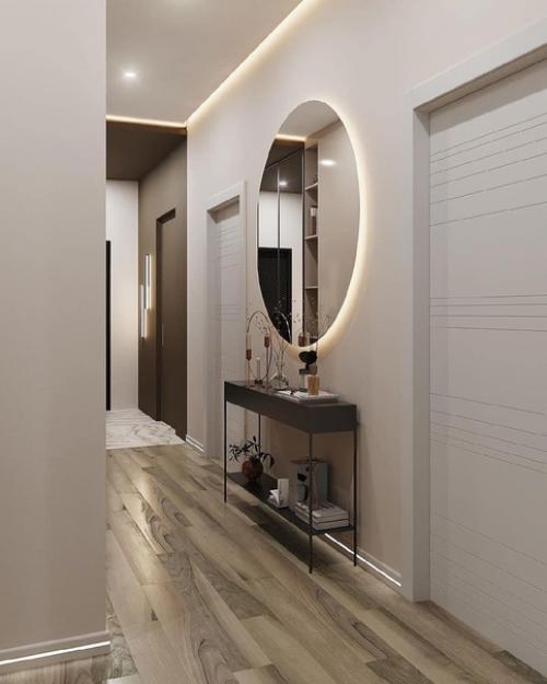 Дизайн кухни, спальни и прихожей в одном стиле. 05