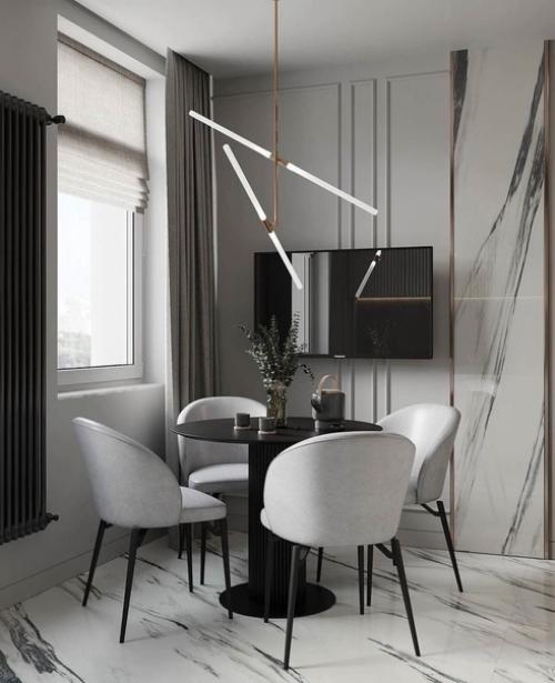 Светлые тона объединяют пространство и создают впечатление завершённости интерьера кухни. 01